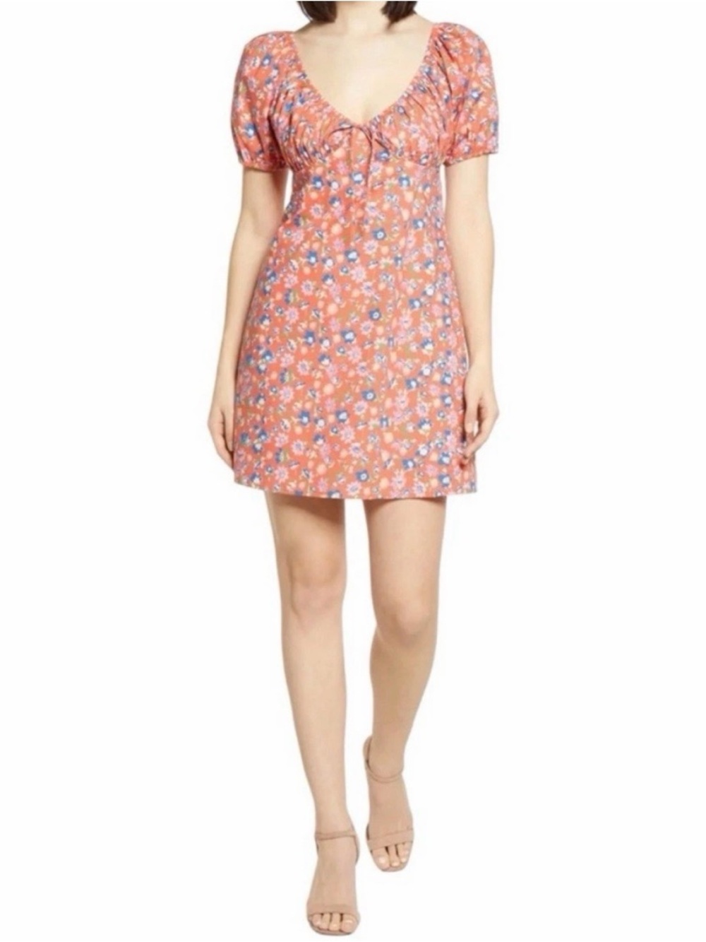 Wayf Cruz Puff Sleeve Floral Mini Dress
